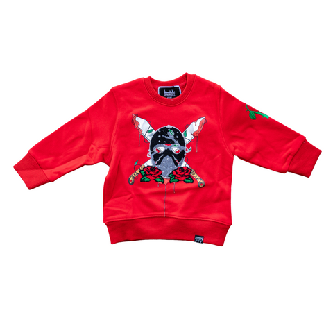 KID'S DENIMiCITY Mask Red Thunder Crewneck - DENIMiCITY