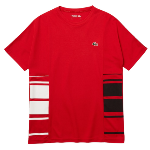 Lacoste Sport Graphic Bands Crew Neck Piqué T-shirt (Red) - Lacoste