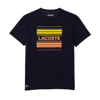Lacoste Men's Lacoste SPORT Stylized Logo Print Organic Cotton T-shirt (Navy/Orange) - Lacoste