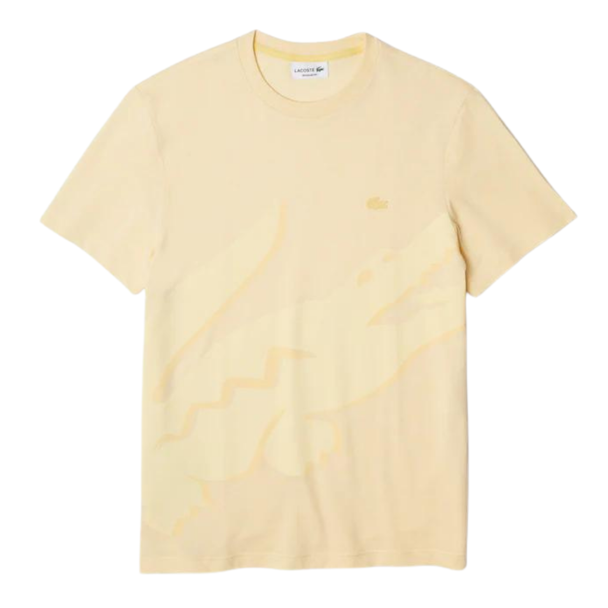 Lacoste Men's Crocodile Print Crew Neck Stretch Organic Cotton T-Shirt (Pale Yellow) - Lacoste