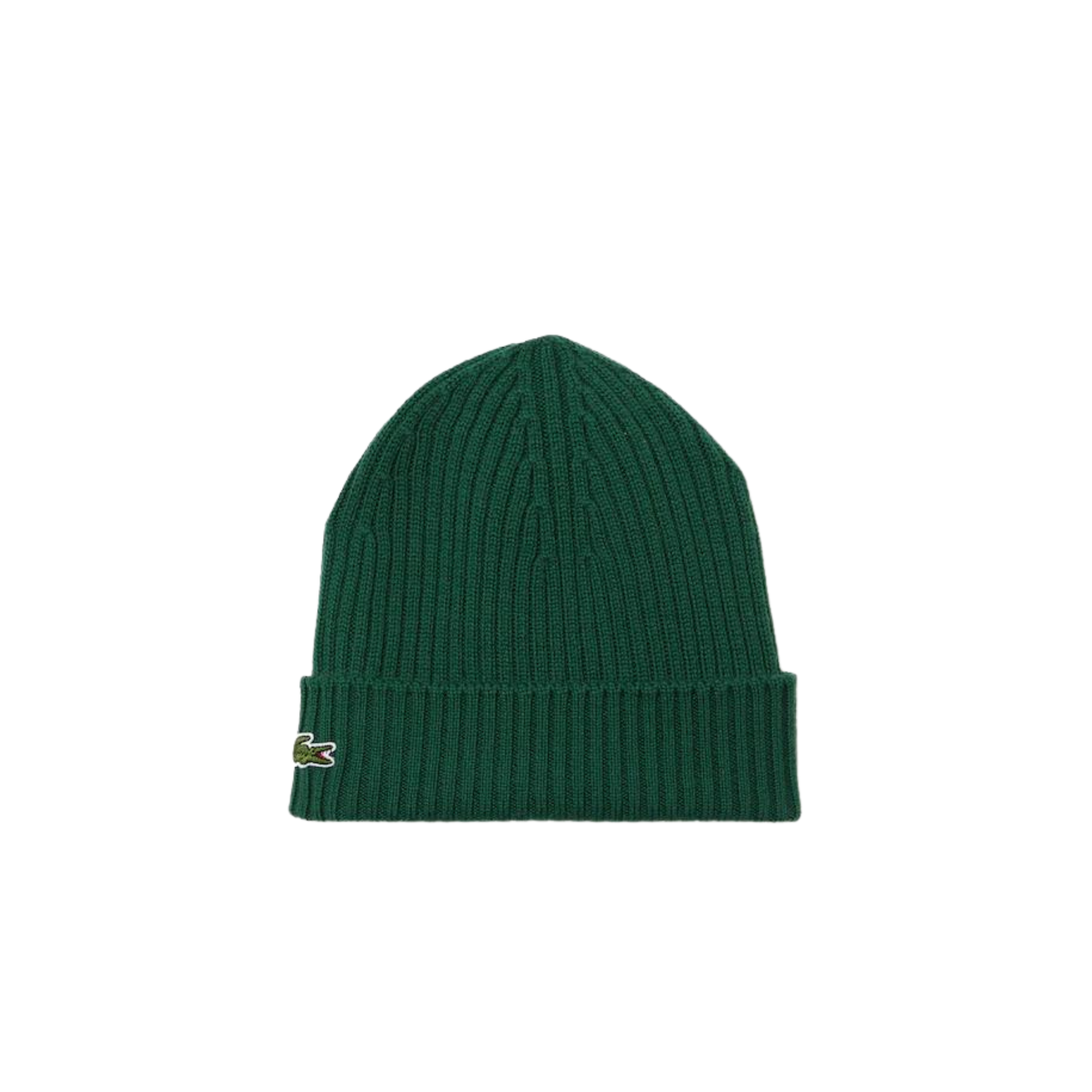 Lacoste Unisex Ribbed Wool Beanie (Green) - Lacoste