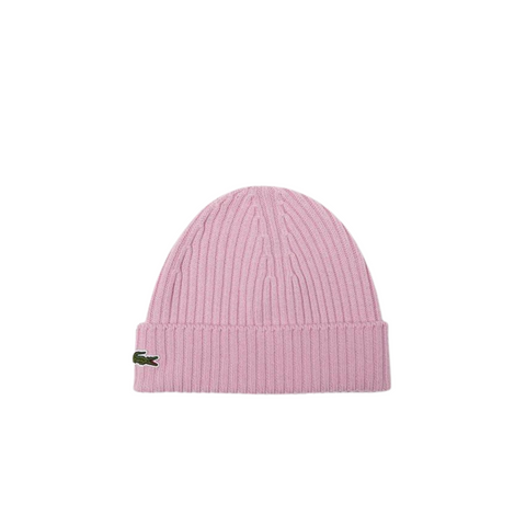 Lacoste Unisex Ribbed Wool Beanie (Pink) - Lacoste