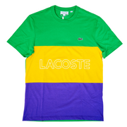 Lacoste Crew Neck 3D Lettered Colorblock Cotton T-shirt (Purple/Green) - Lacoste