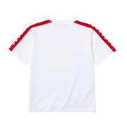 Kids Lacoste Crew Neck Lettered Bands Cotton Tee (White/Red) - Lacoste