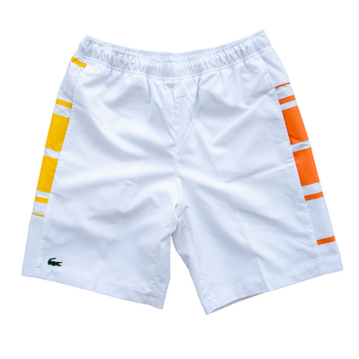 Lacoste Sport Striped Shorts (White/Orange) - Lacoste